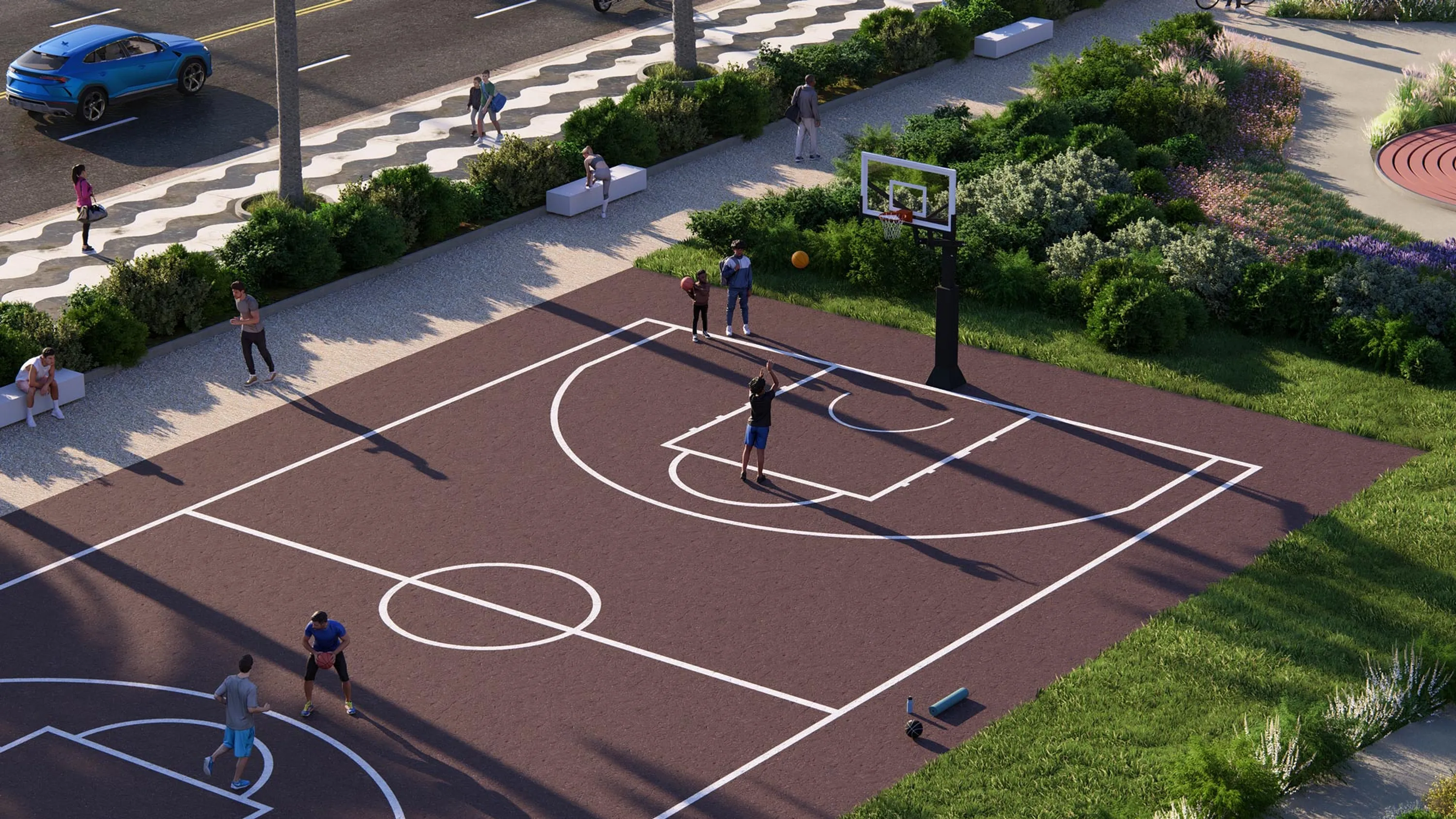 Gestalten Sie Fußball-, Tennis- und Basketballplätze mit den neuen Feldmarkierungsaufklebern nach Ihren Vorstellungen. Weiche Schatten