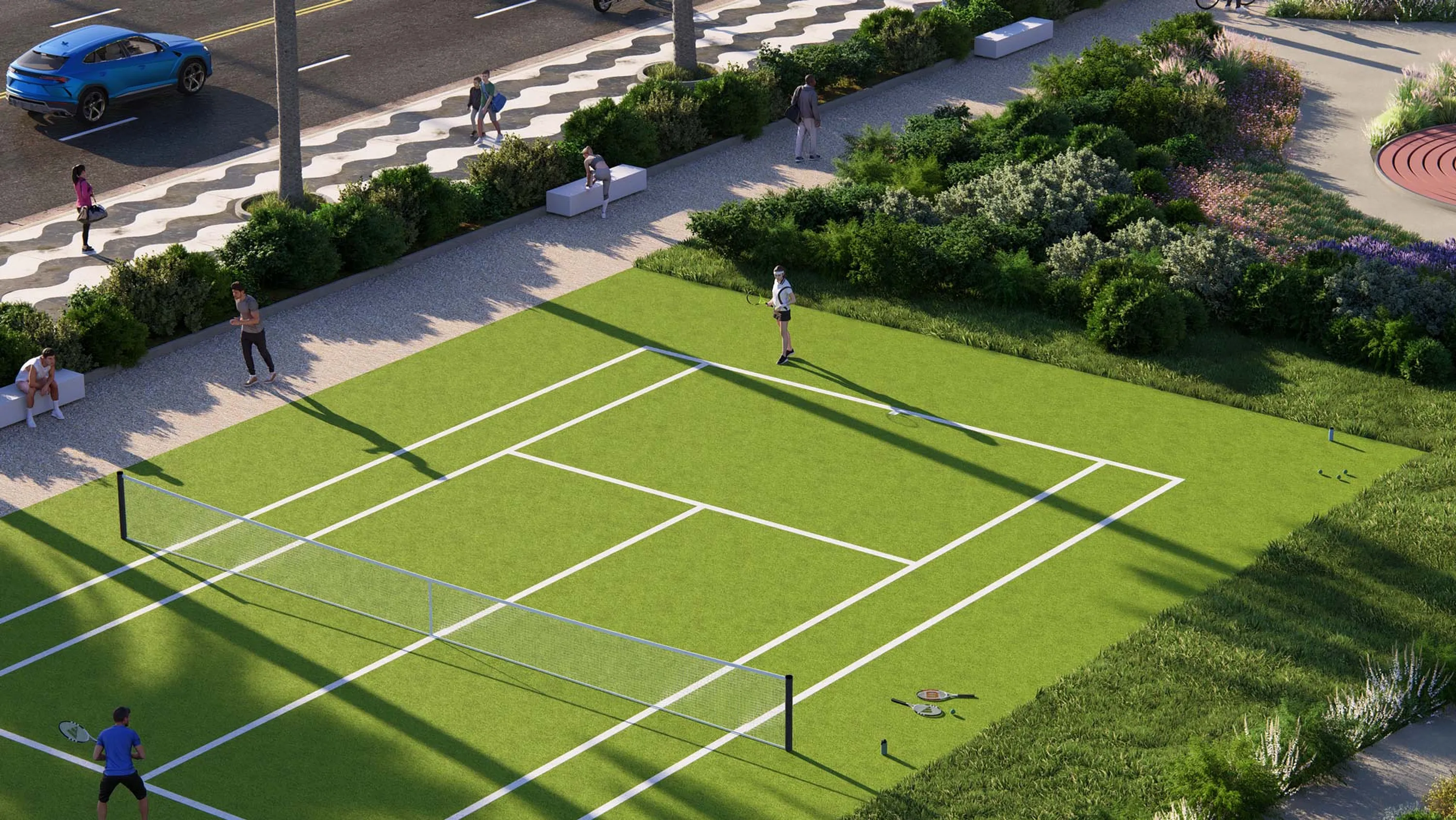 Gestalten Sie Fußball-, Tennis- und Basketballplätze mit den neuen Feldmarkierungsaufklebern nach Ihren Vorstellungen. Weiche Schatten