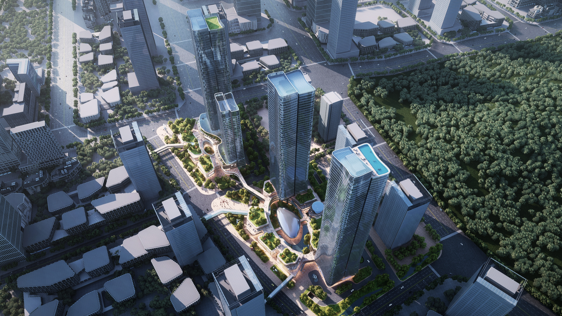 Aedas: Kommerzielle Außenansicht des Zhuhai Henqin International Business Center Aedas: Kommerzielle Außenansicht des Zhuhai Henqin International Business Center