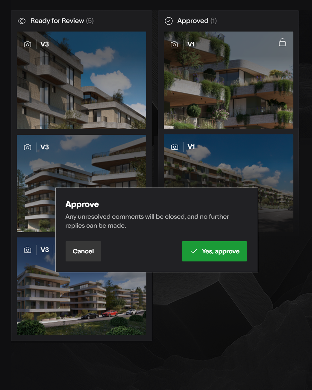 Lumion Cloud Architektur Projekte verwalten mit Versionen, Status und Designfreigaben