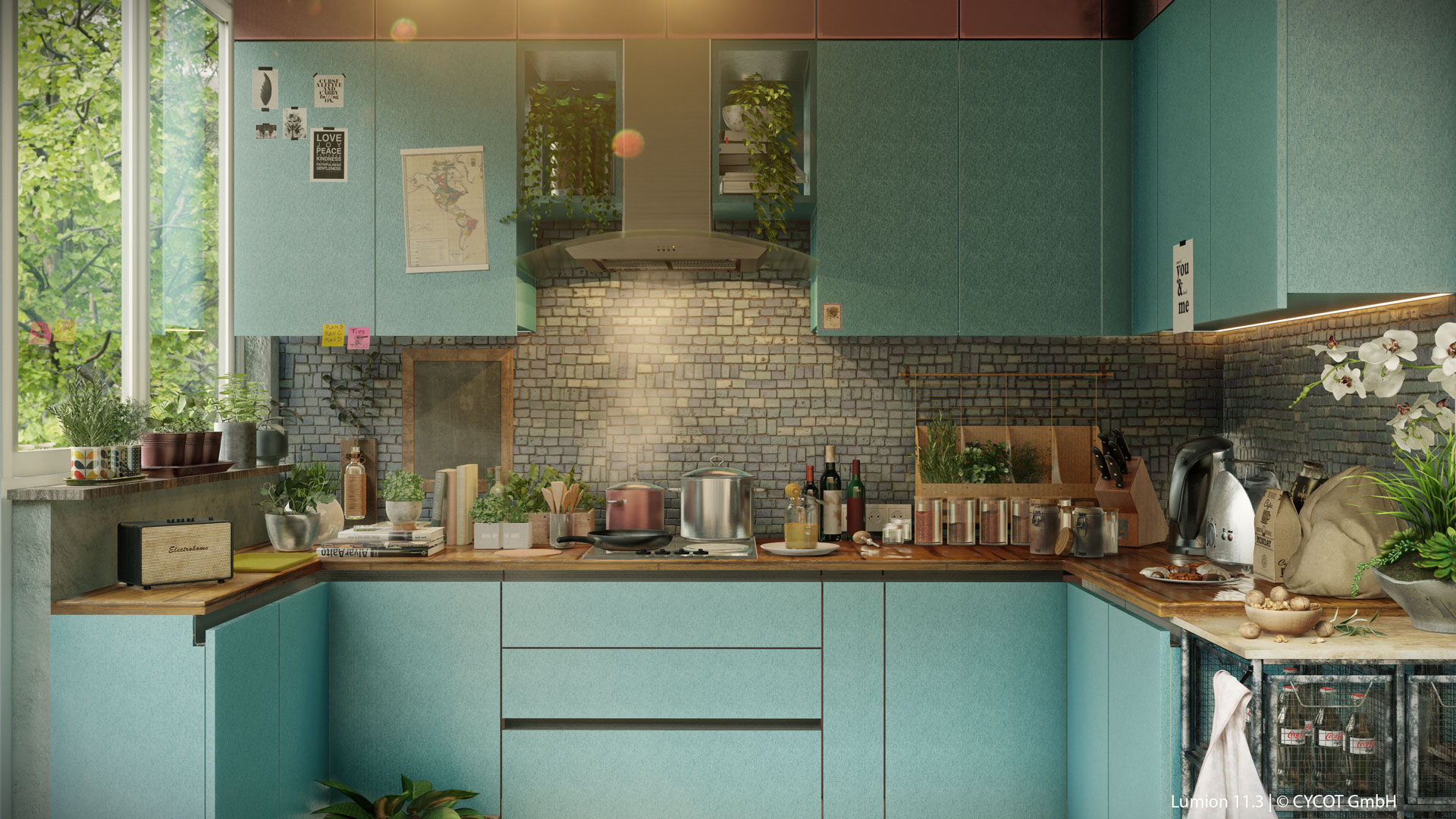 Gemütliche Küche, gerendert in Lumion 11.3 © CYCOT GmbH Gemütliche Küche, gerendert in Lumion 11.3 © CYCOT GmbH
