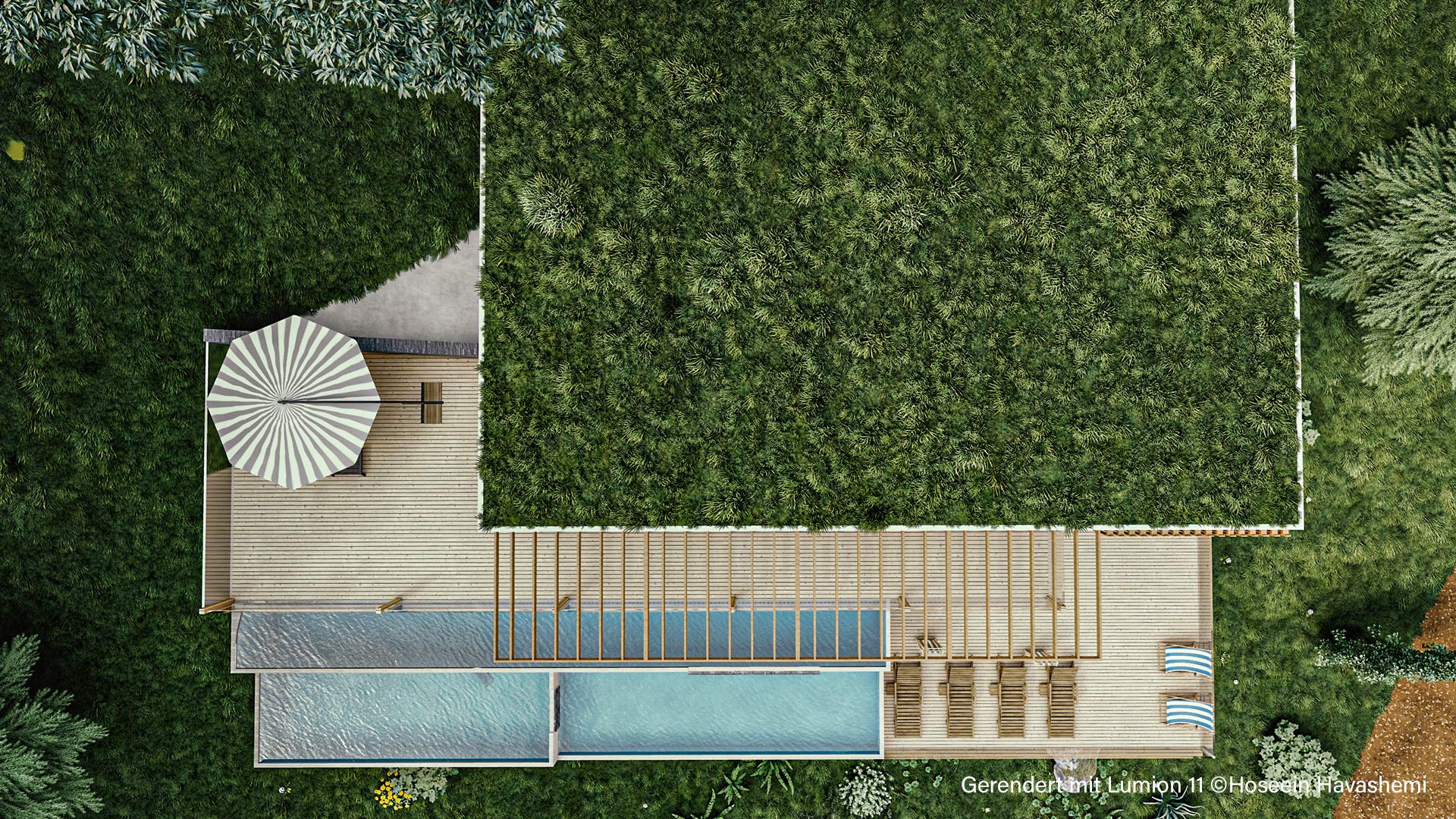 Haus mit Dachbegrünung, gerendert in Lumion 11.5 © Hossein Havashemi Haus mit Dachbegrünung, gerendert in Lumion 11.5 © Hossein Havashemi