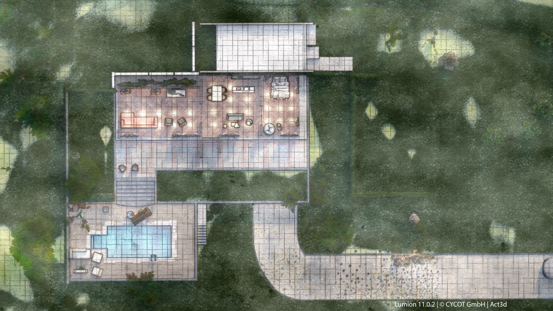 Grundriss, gerendert in Lumion 11 © CYCOT GmbH Grundriss, gerendert in Lumion 11 © CYCOT GmbH