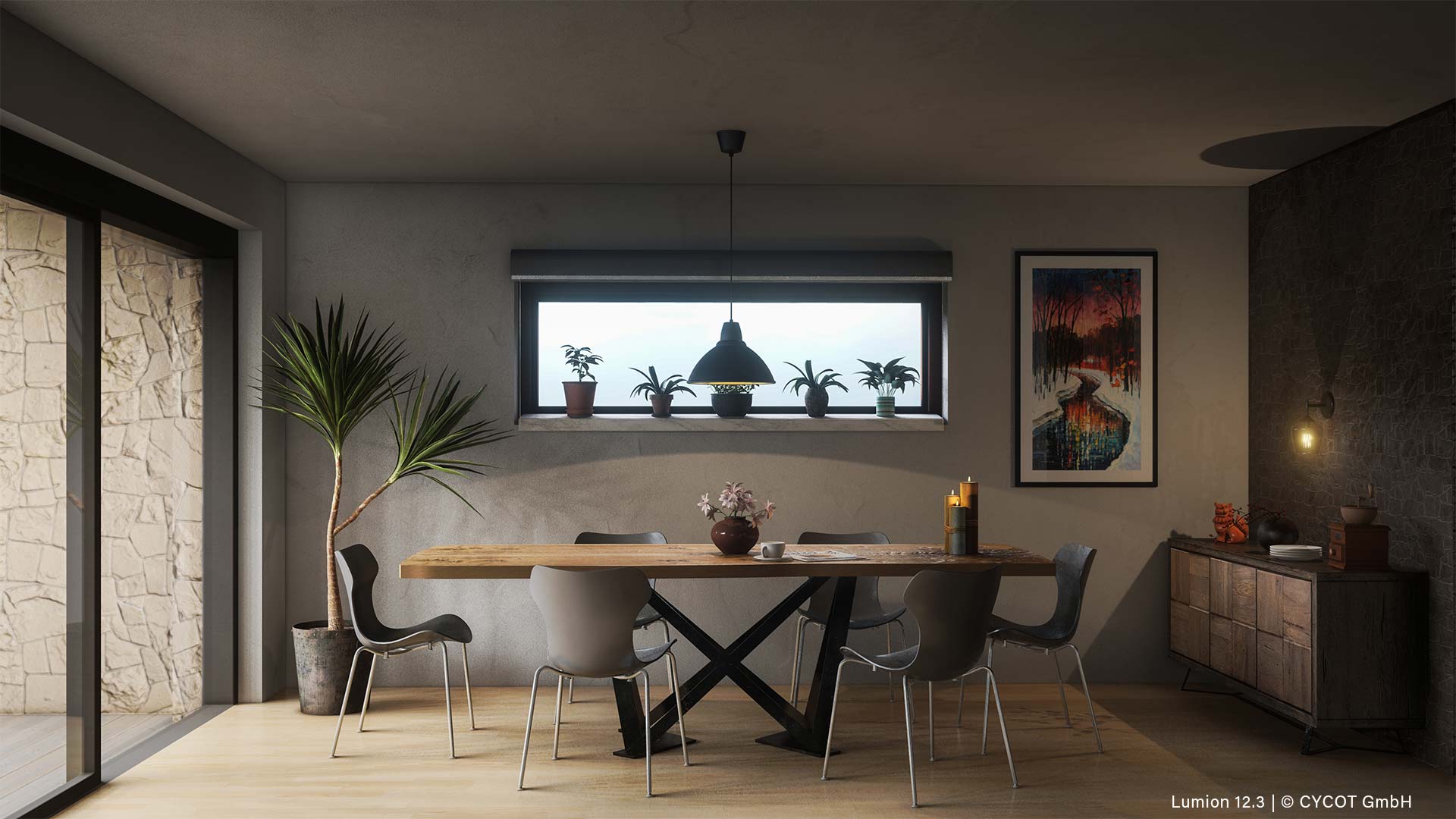 Haus Jörgens Esszimmer, gerendert in Lumion 12.3 © CYCOT GmbH Haus Jörgens Esszimmer, gerendert in Lumion 12.3 © CYCOT GmbH