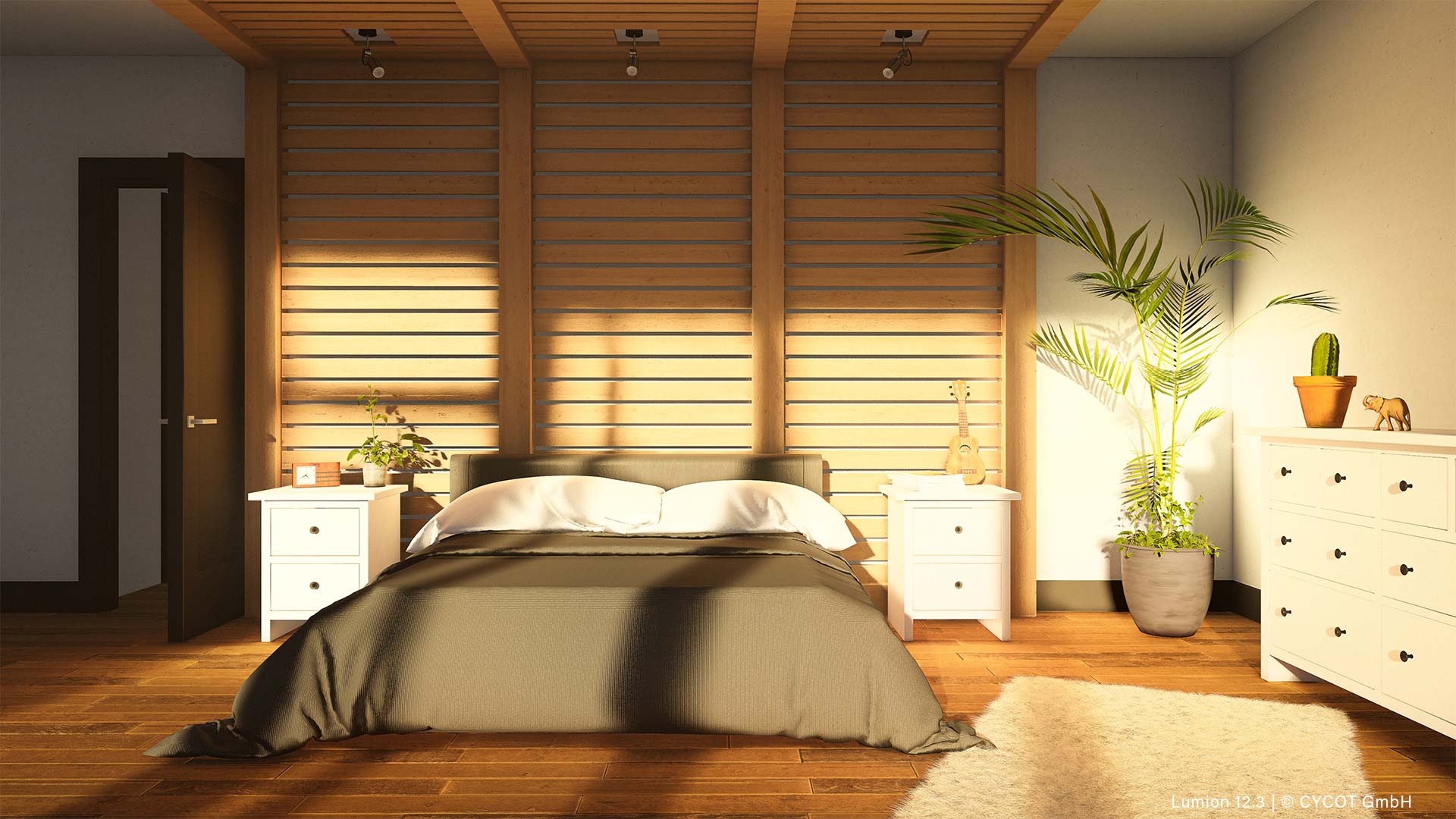 House Butterfly - Schlafzimmer, gerendert in Lumion 12.3 © CYCOT GmbH House Butterfly - Schlafzimmer, gerendert in Lumion 12.3 © CYCOT GmbH