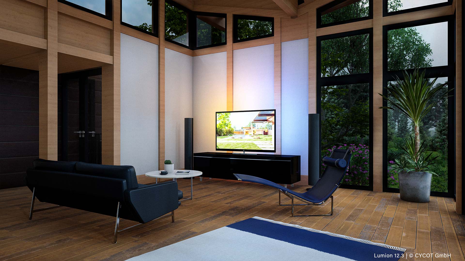 House Butterfly - Wohnzimmer mit Fenster, gerendert in Lumion 12.3 © CYCOT GmbH House Butterfly - Wohnzimmer mit Fenster, gerendert in Lumion 12.3 © CYCOT GmbH