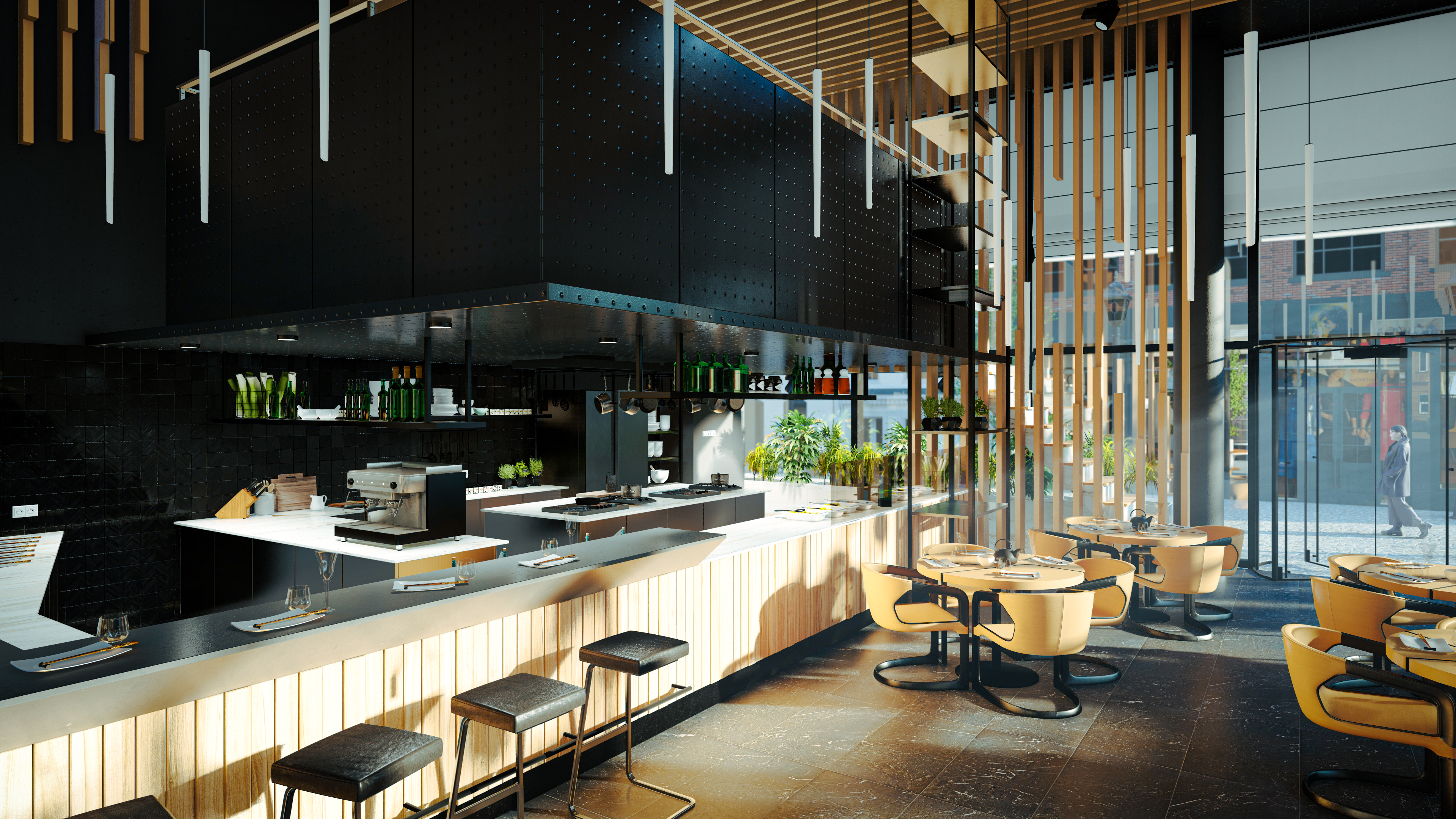 Küche in einer modernen Bar, gerendert in Lumion 12.5 © CYCOT Küche in einer modernen Bar, gerendert in Lumion 12.5 © CYCOT