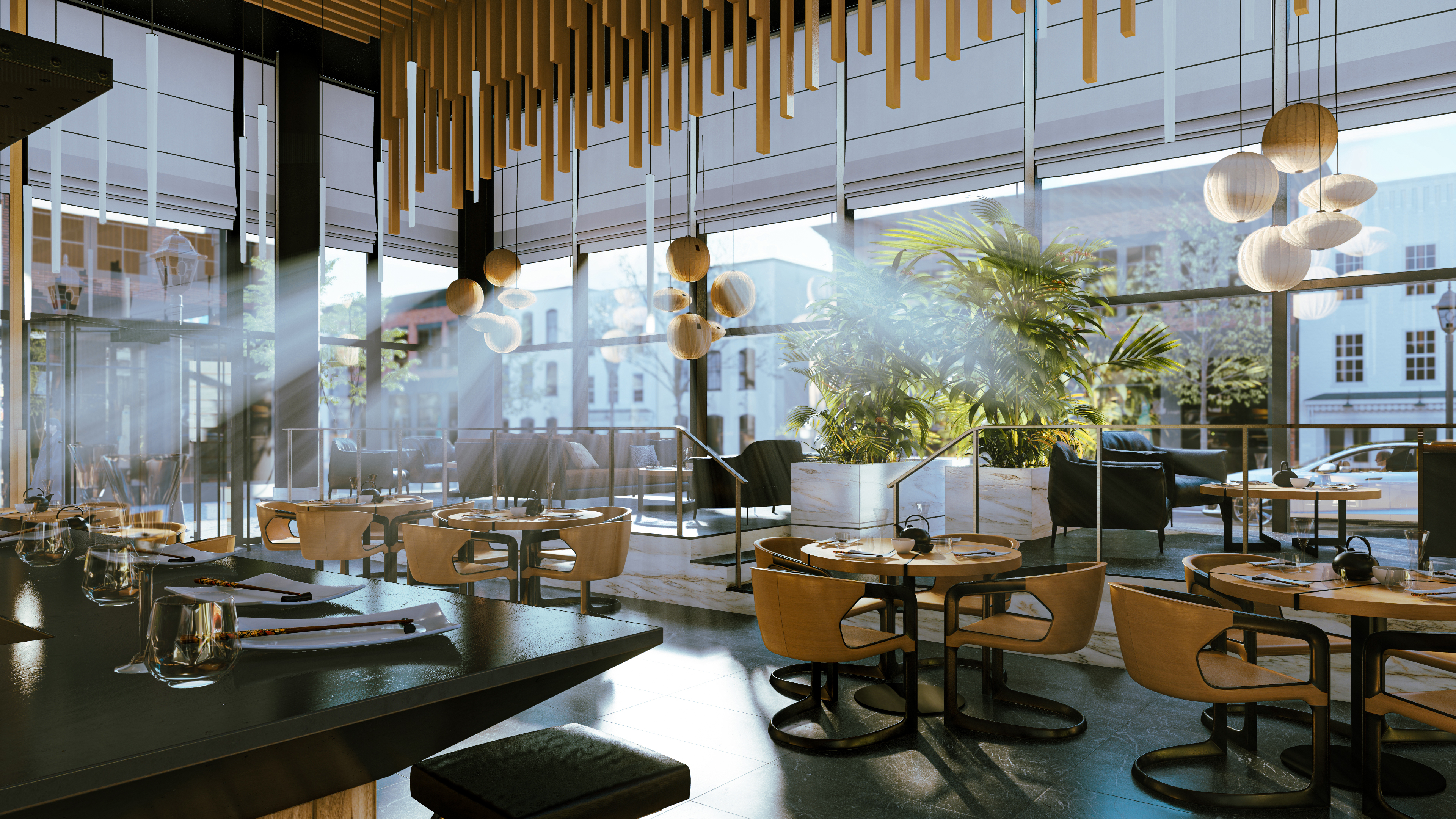 Morgen in einer modernen Bar, gerendert in Lumion 12.5 © CYCOT Morgen in einer modernen Bar, gerendert in Lumion 12.5 © CYCOT