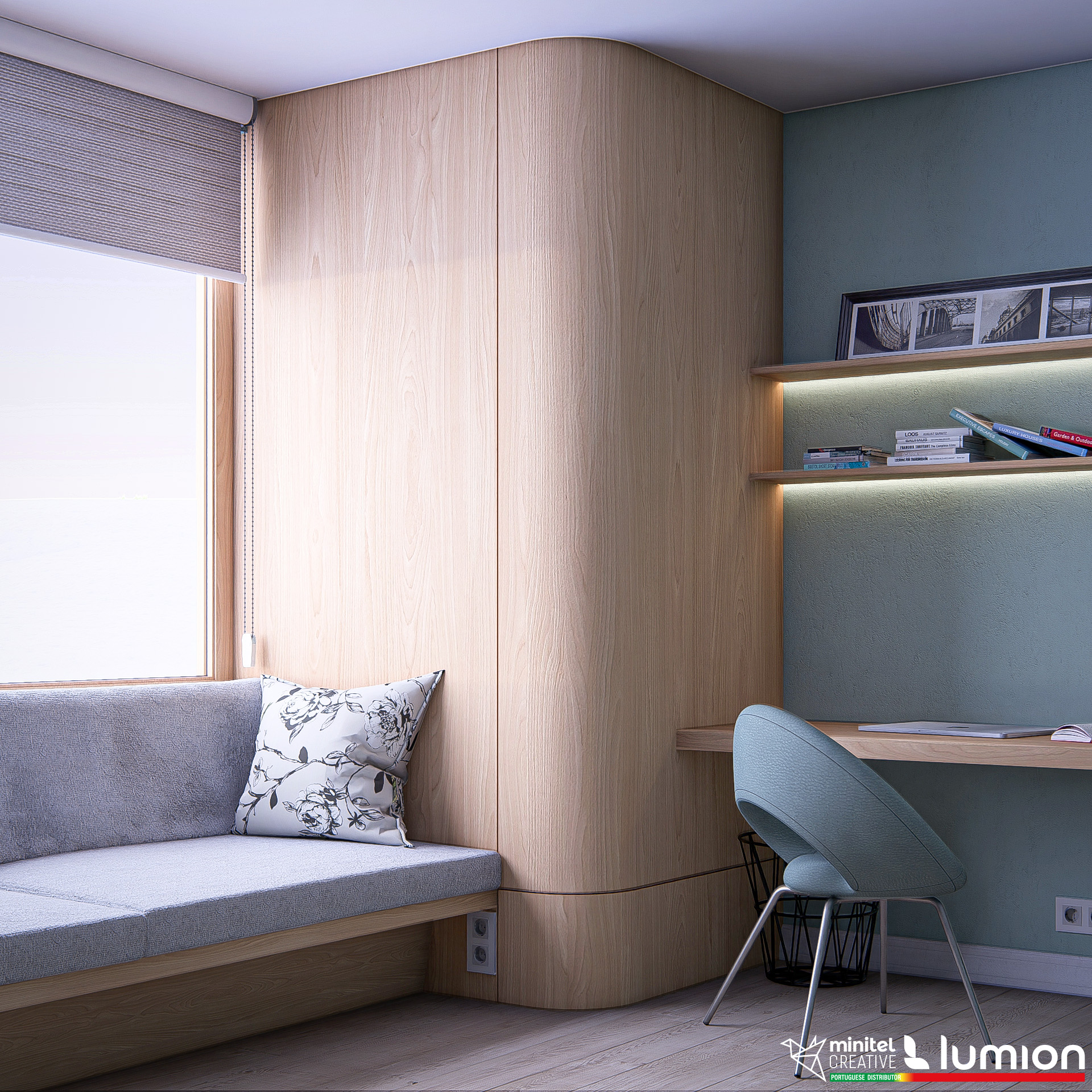 Innenraum Ecke, gerendert in Lumion 2023 © Carlos Vieira Innenraum Ecke, gerendert in Lumion 2023 © Carlos Vieira