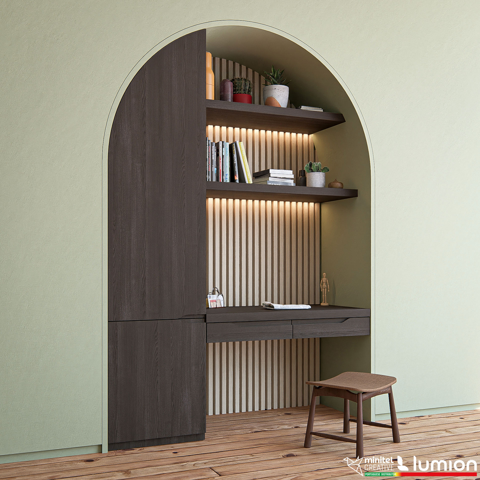 Büro Nische, gerendert in Lumion 2023 © Carlos Vieira Büro Nische, gerendert in Lumion 2023 © Carlos Vieira