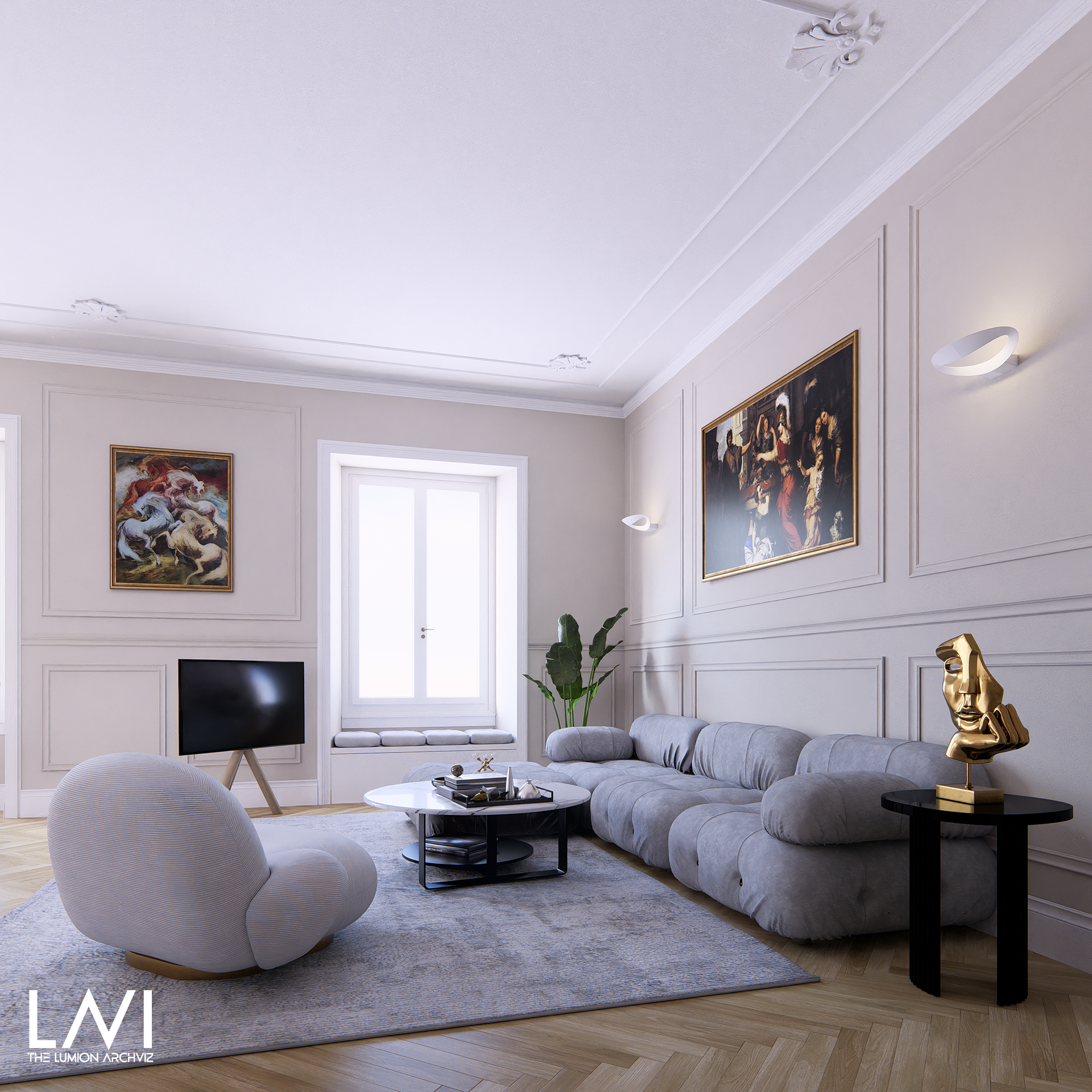 Interieur Wohnzimmer, gerendert in Lumion 2023 © Giacomo Barraco Interieur Wohnzimmer, gerendert in Lumion 2023 © Giacomo Barraco