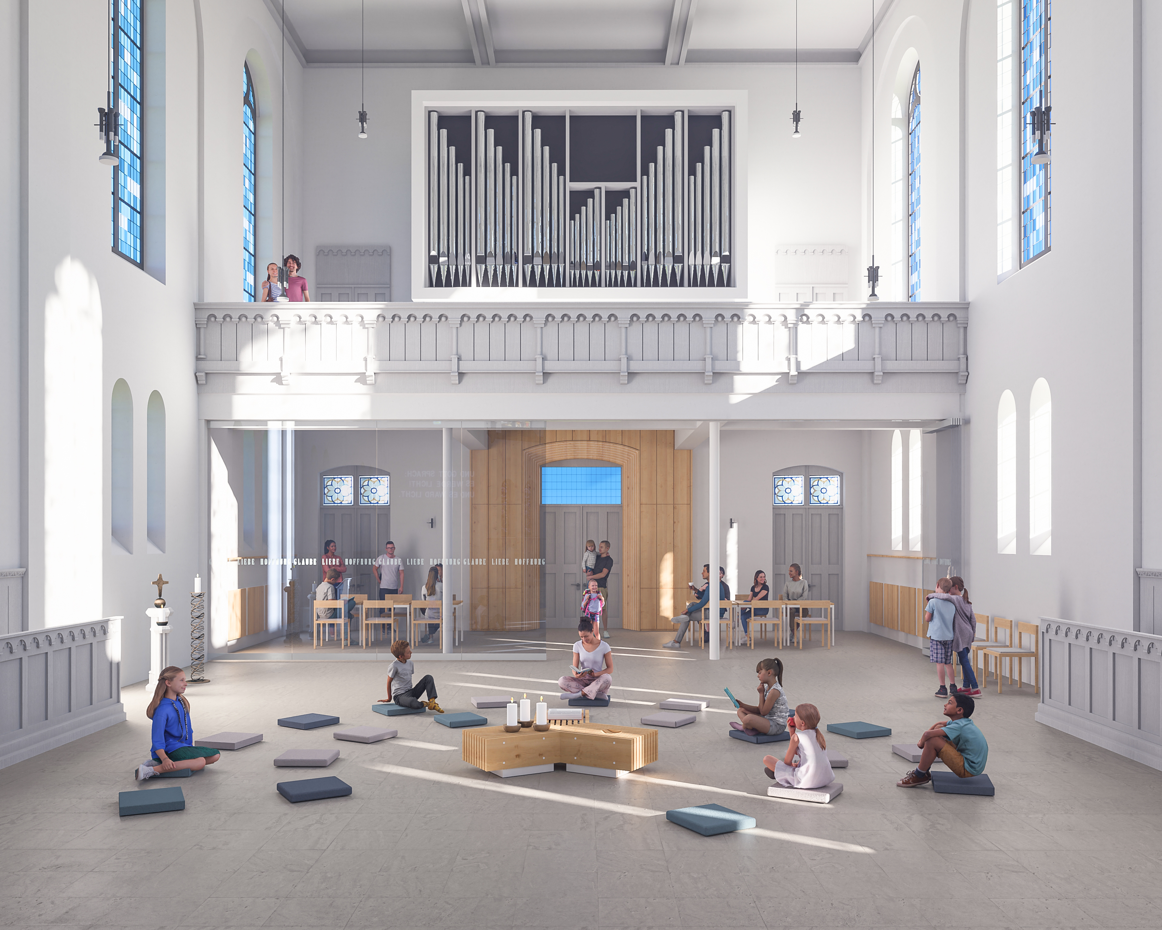 Kirchenchor, gerendert in Lumion 2023 © CYCOT und Bofanti Architekten Kirchenchor, gerendert in Lumion 2023 © CYCOT und Bofanti Architekten