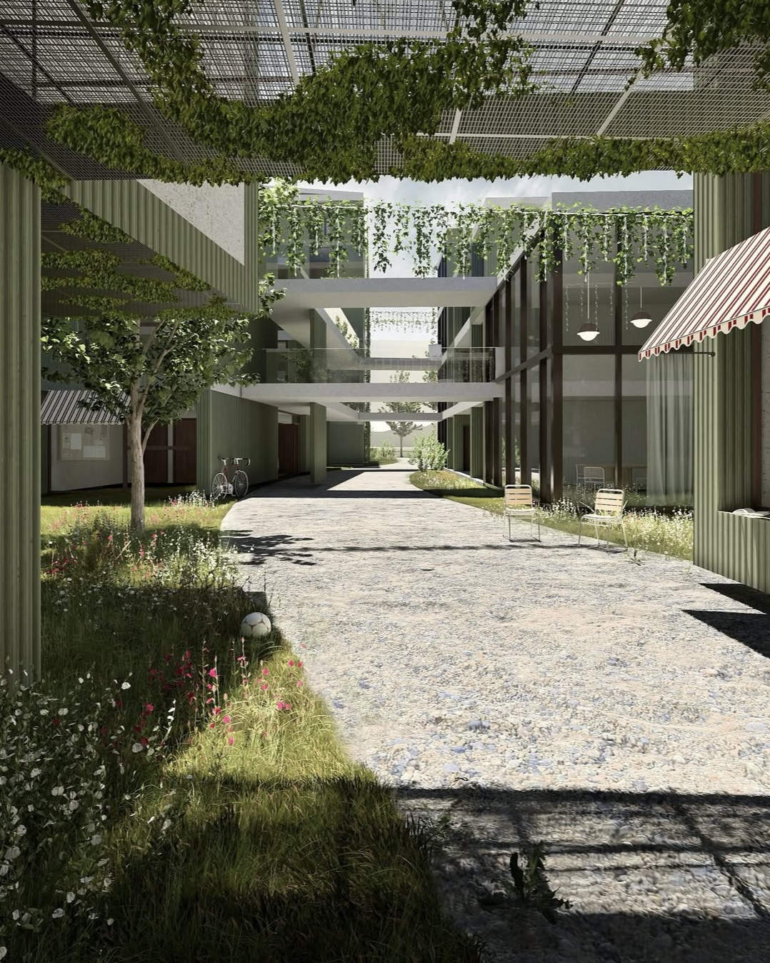 Grüne Wohnsiedlung Gemeinschaftsbereich, gerendert in Lumion 2025.2 © CYCOT