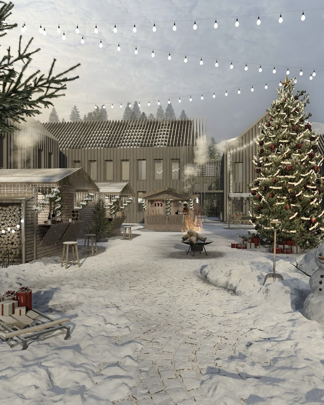 Weihnachtsmarkt, gerendert in Lumion 2025.2 © CYCOT