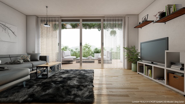 Wohnzimmer, gerendert in Lumion 10.3.2 © CYCOT GmbH Wohnzimmer, gerendert in Lumion 10.3.2 © CYCOT GmbH